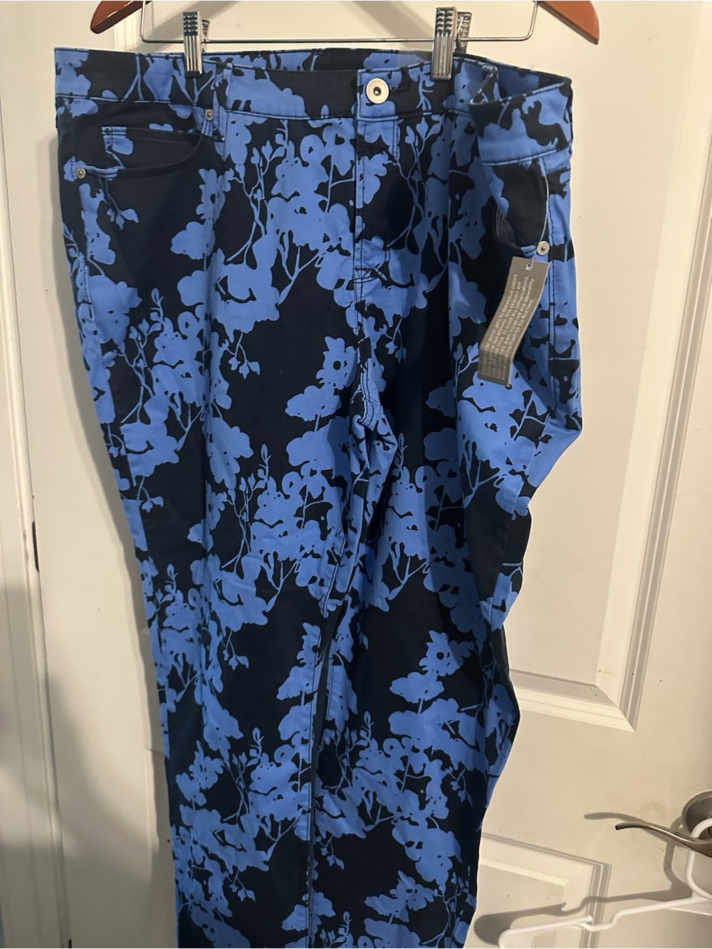 Women’s Floral Print Pants in Blue and Black - Picture 2 of 4